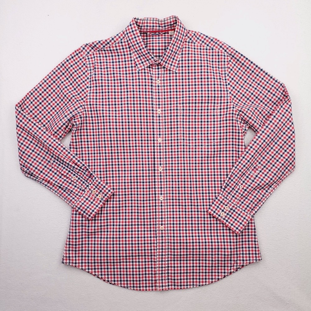 Boden Shirt Mens Extra Large Red White Blue Gingham Plaid Button Up Long Sleeve‎